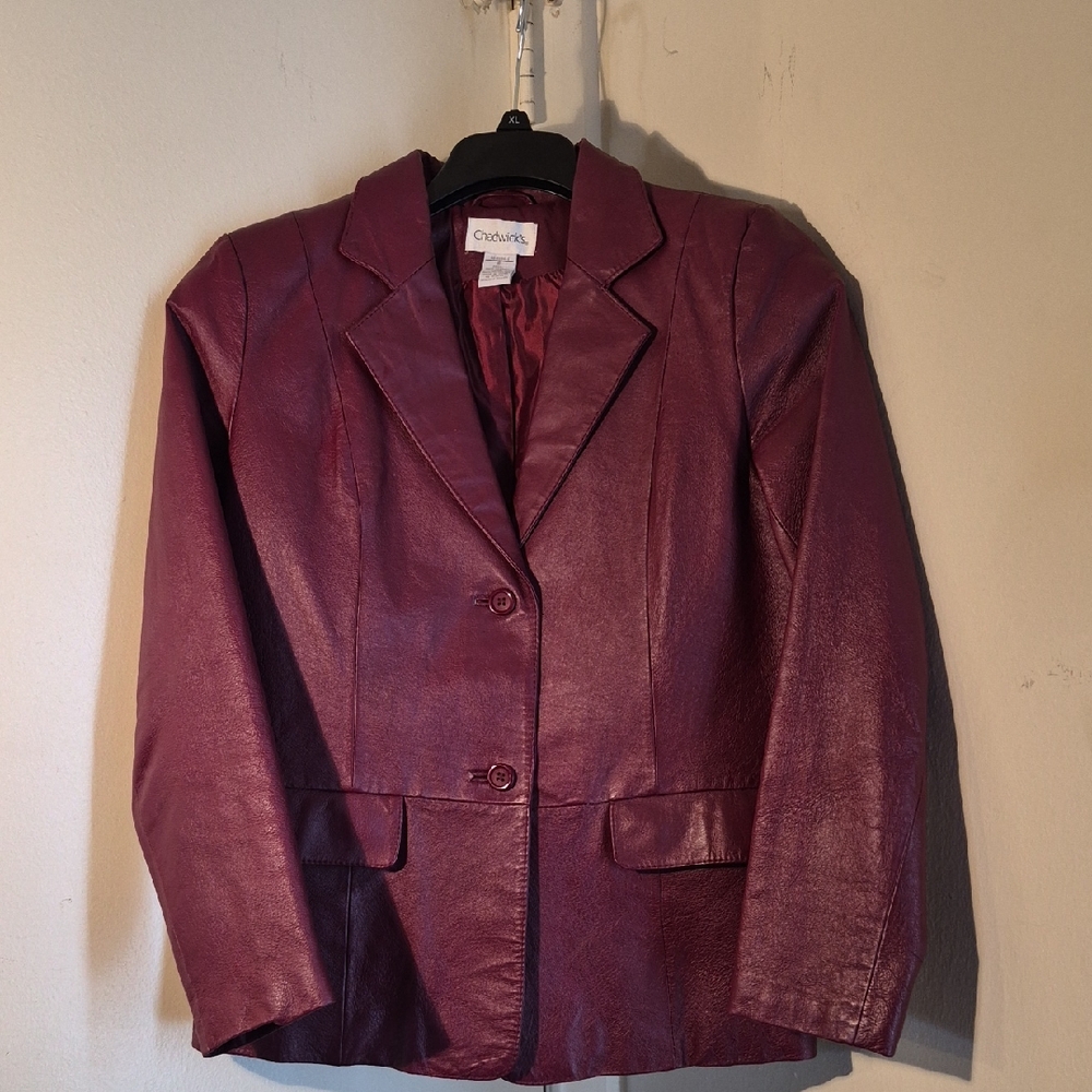 Chadwicks Women's Burgundy Leather Blazer